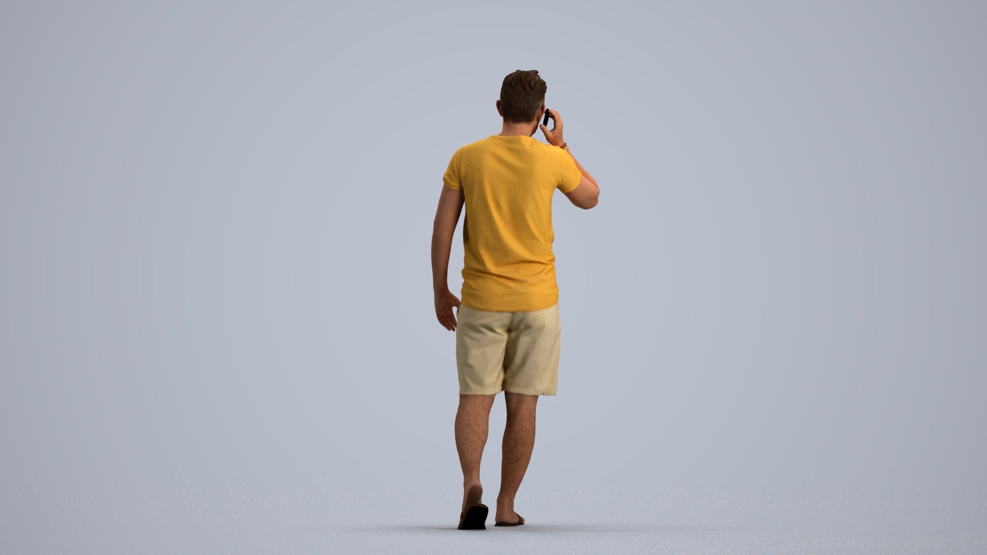 realistic 3D human man walking, archviz people FBX OBJ for Blender, front view render