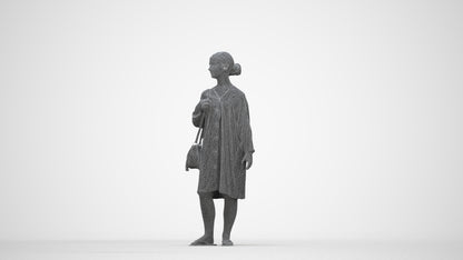 3D human model girl casual kids, photogrammetry scanned person for archviz, wireframe back view