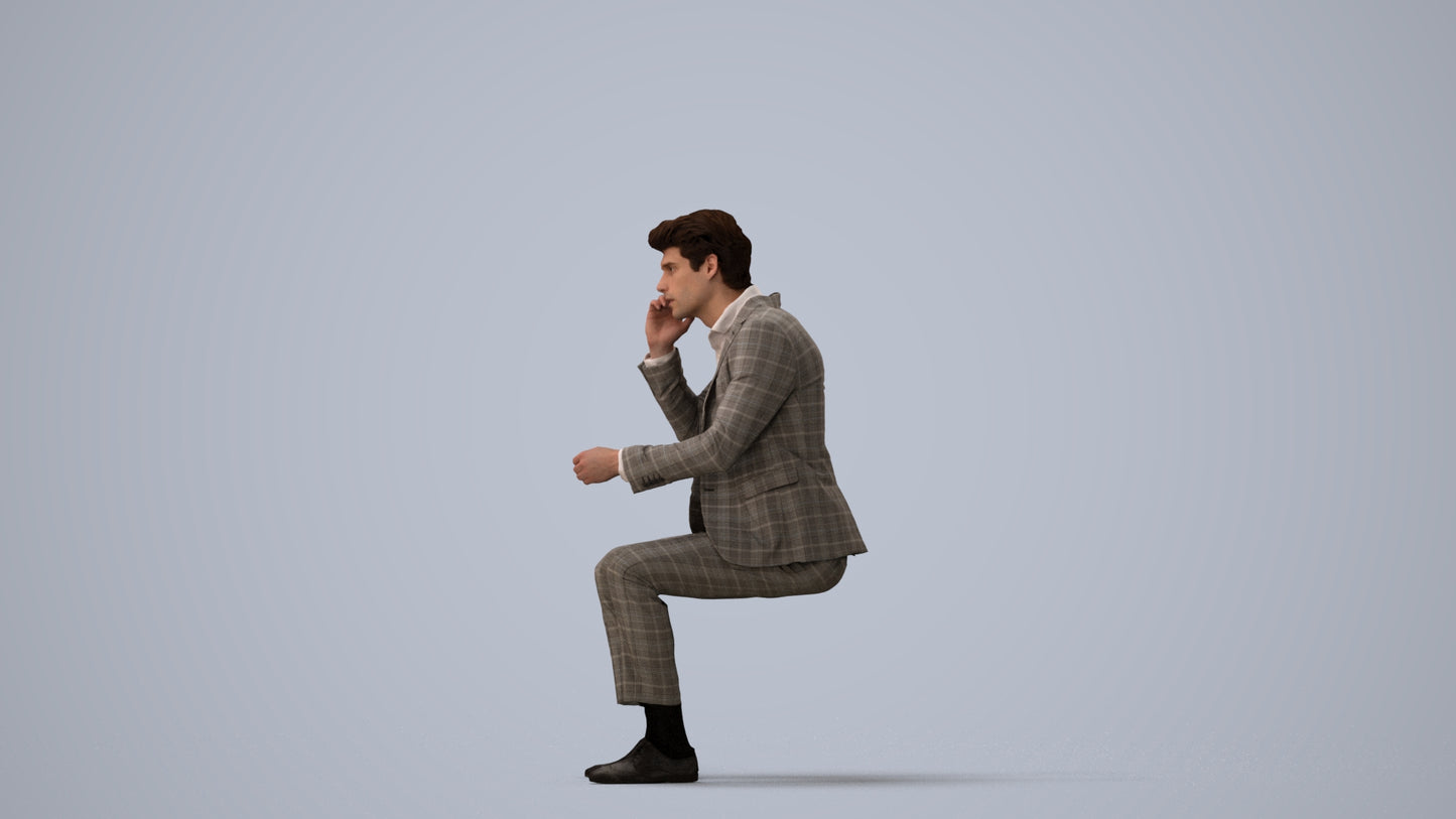 realistic 3D man business, scanned archviz people for Blender and 3ds Max, three-quarter view render