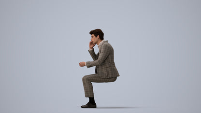 realistic 3D man business, scanned archviz people for Blender and 3ds Max, three-quarter view render