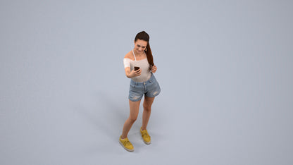 realistic 3D people woman casual standing, render-ready for V-Ray and Corona, FBX OBJ, back view render