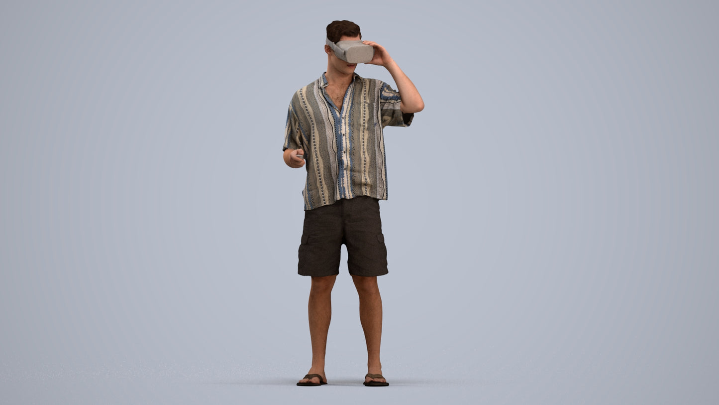 scanned 3D man casual standing, photogrammetry people for Enscape and V-Ray, standing pose render