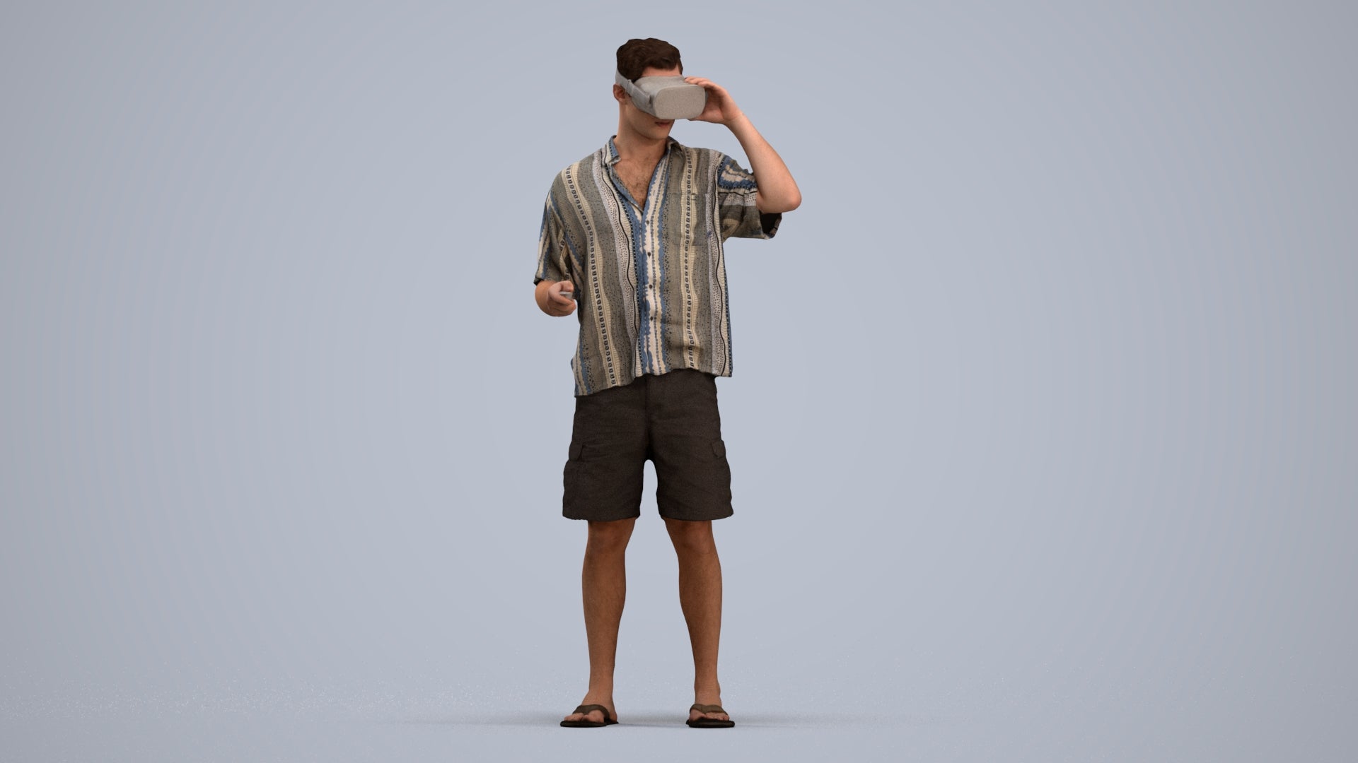 scanned 3D man casual standing, photogrammetry people for Enscape and V-Ray, standing pose render