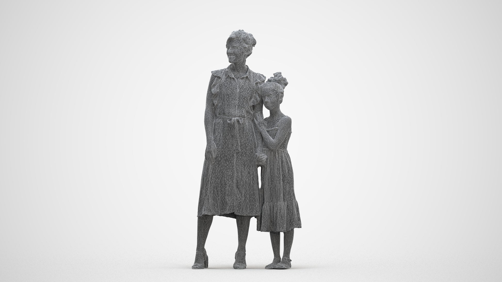 3D people model girl casual kids, scanned human for 3ds Max rendering, three-quarter front view render