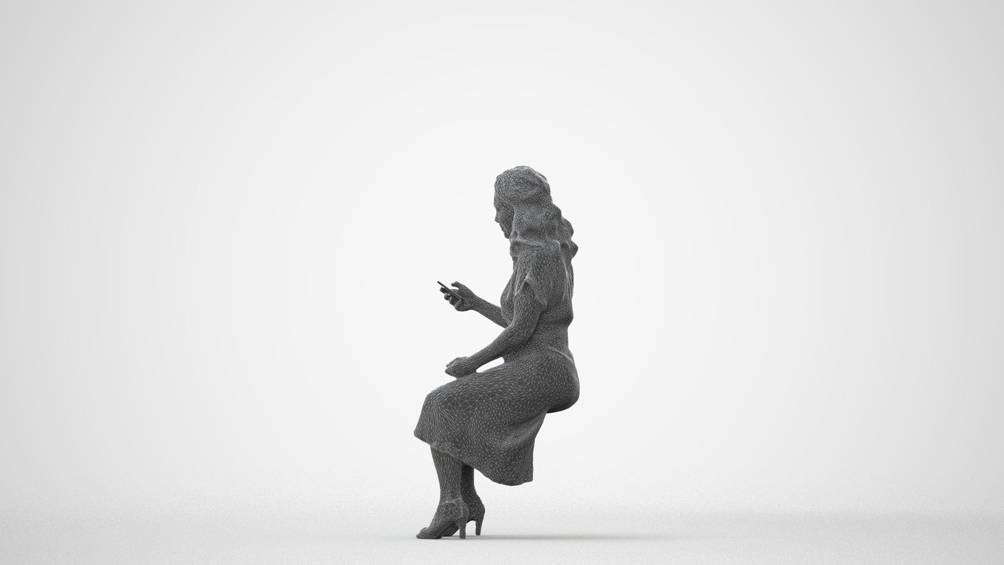 realistic 3D people woman casual sitting, render-ready for V-Ray and Corona, FBX OBJ, square thumbnail
