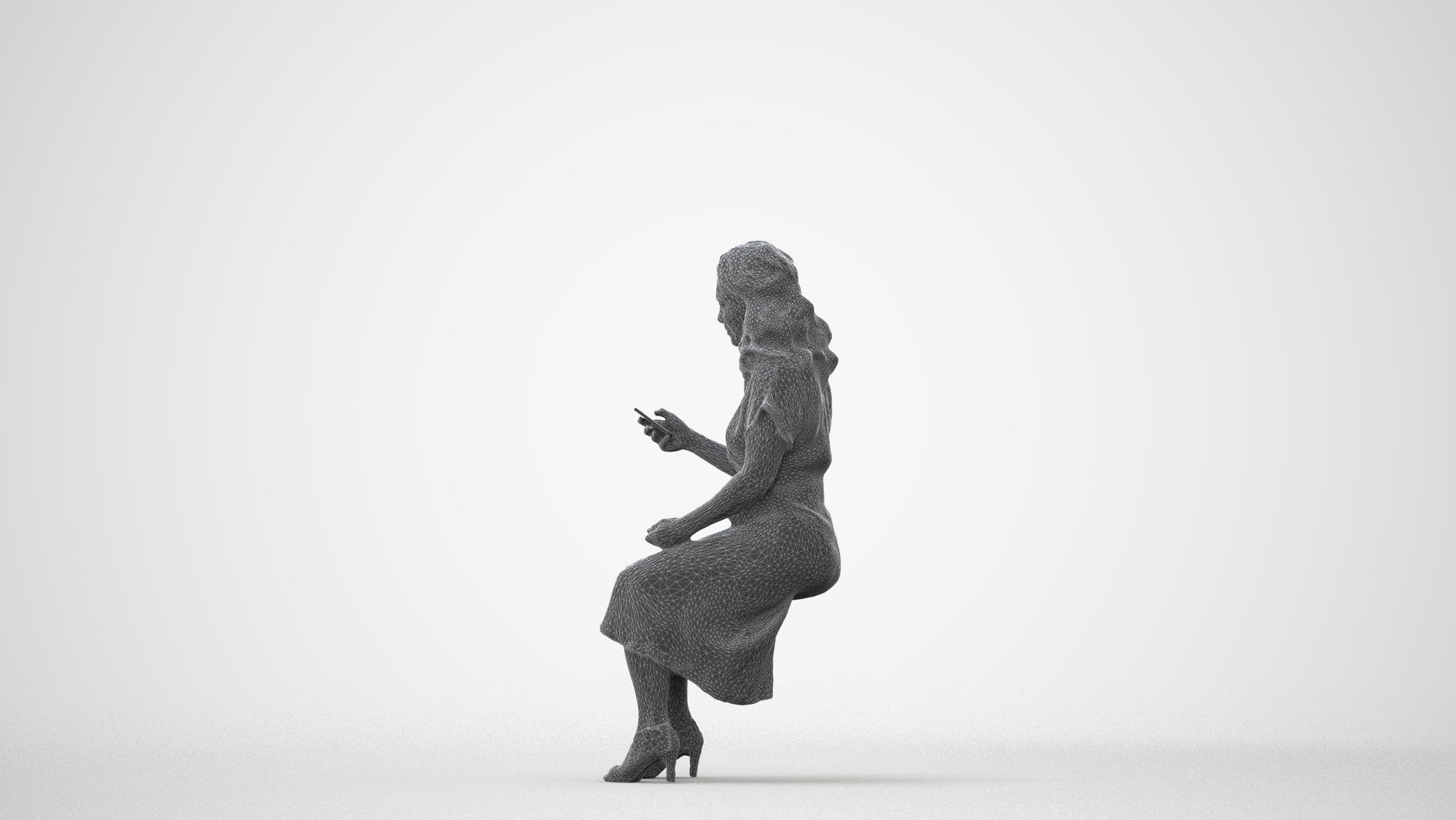 realistic 3D people woman casual sitting, render-ready for V-Ray and Corona, FBX OBJ, square thumbnail