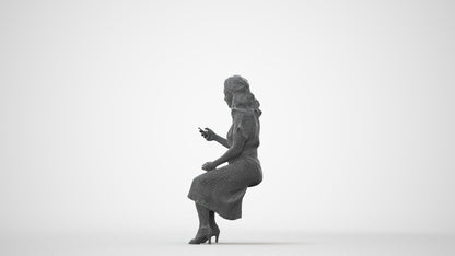 realistic 3D people woman casual sitting, render-ready for V-Ray and Corona, FBX OBJ, square thumbnail