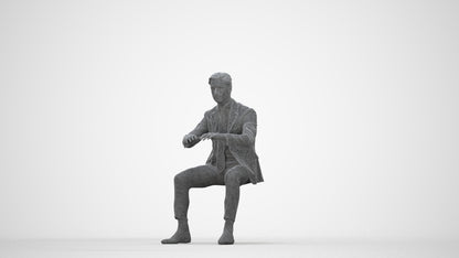 3D scanned man business, photorealistic archviz people for Enscape and SketchUp, wireframe back view