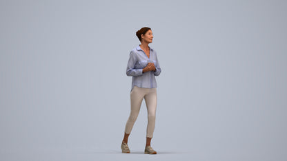 3D scanned senior woman standing casual, photorealistic archviz people for Enscape and SketchUp, standing pose render