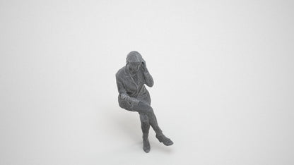 3D scanned woman business, photorealistic archviz people for Enscape and SketchUp, wireframe three-quarter view