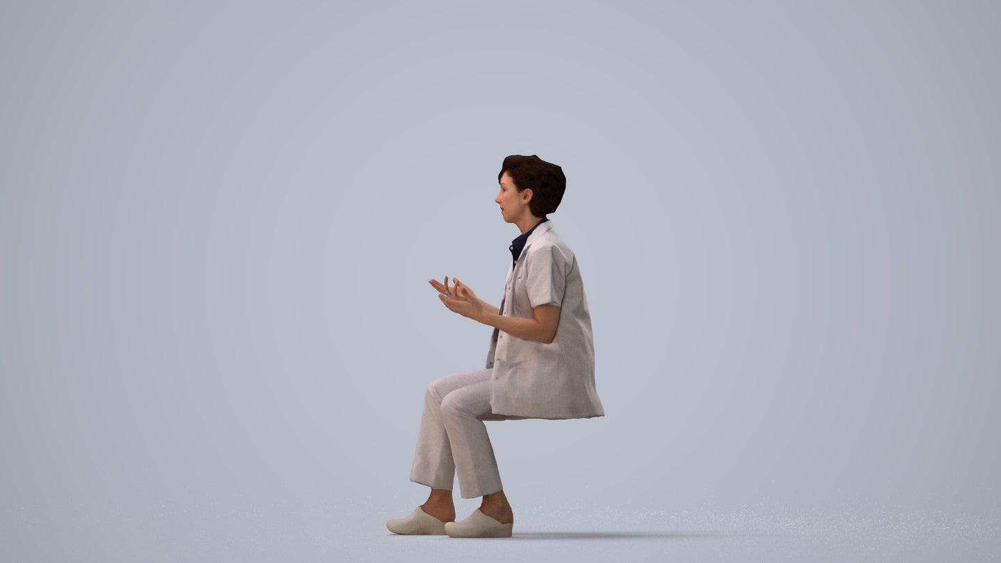 scanned 3D woman medical, photogrammetry people for Enscape and V-Ray, three-quarter view render