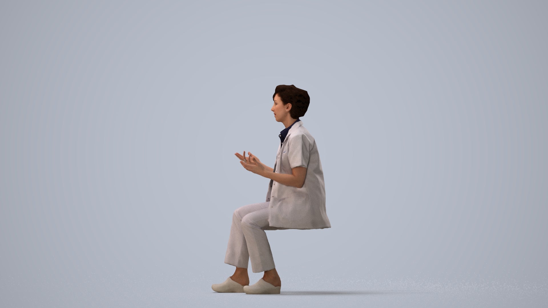 scanned 3D woman medical, photogrammetry people for Enscape and V-Ray, three-quarter view render