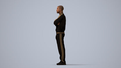 scanned 3D man standing, photogrammetry people for Enscape and V-Ray, three-quarter view render