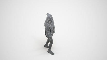 photogrammetry 3D woman casual standing, realistic human model archviz FBX, wireframe three-quarter view