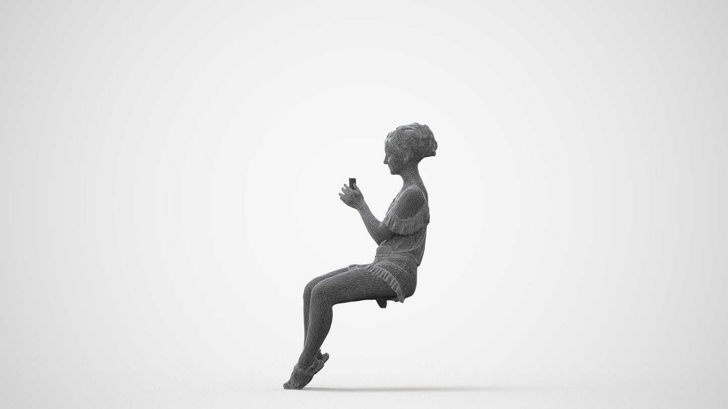 realistic 3D human girl casual kids, archviz people FBX OBJ for Blender, square thumbnail
