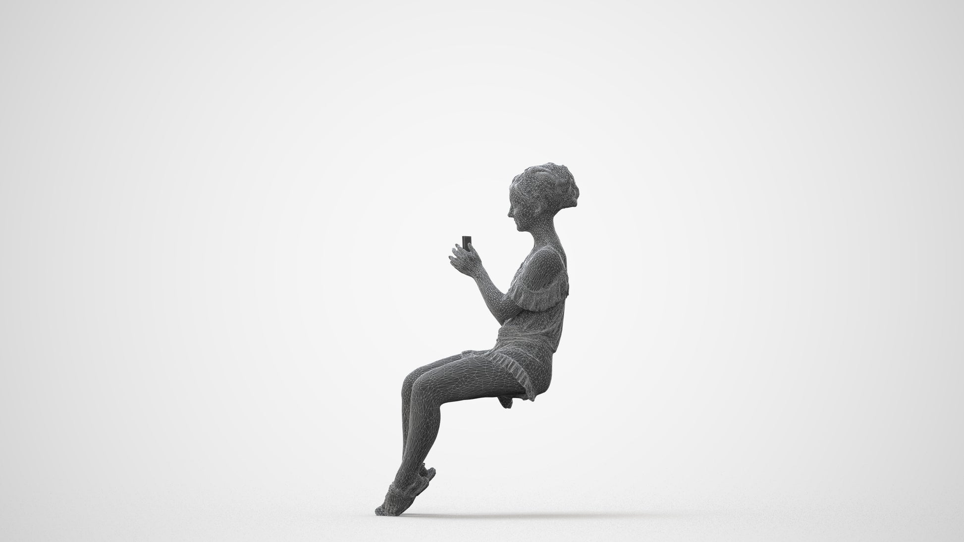 realistic 3D human girl casual kids, archviz people FBX OBJ for Blender, square thumbnail