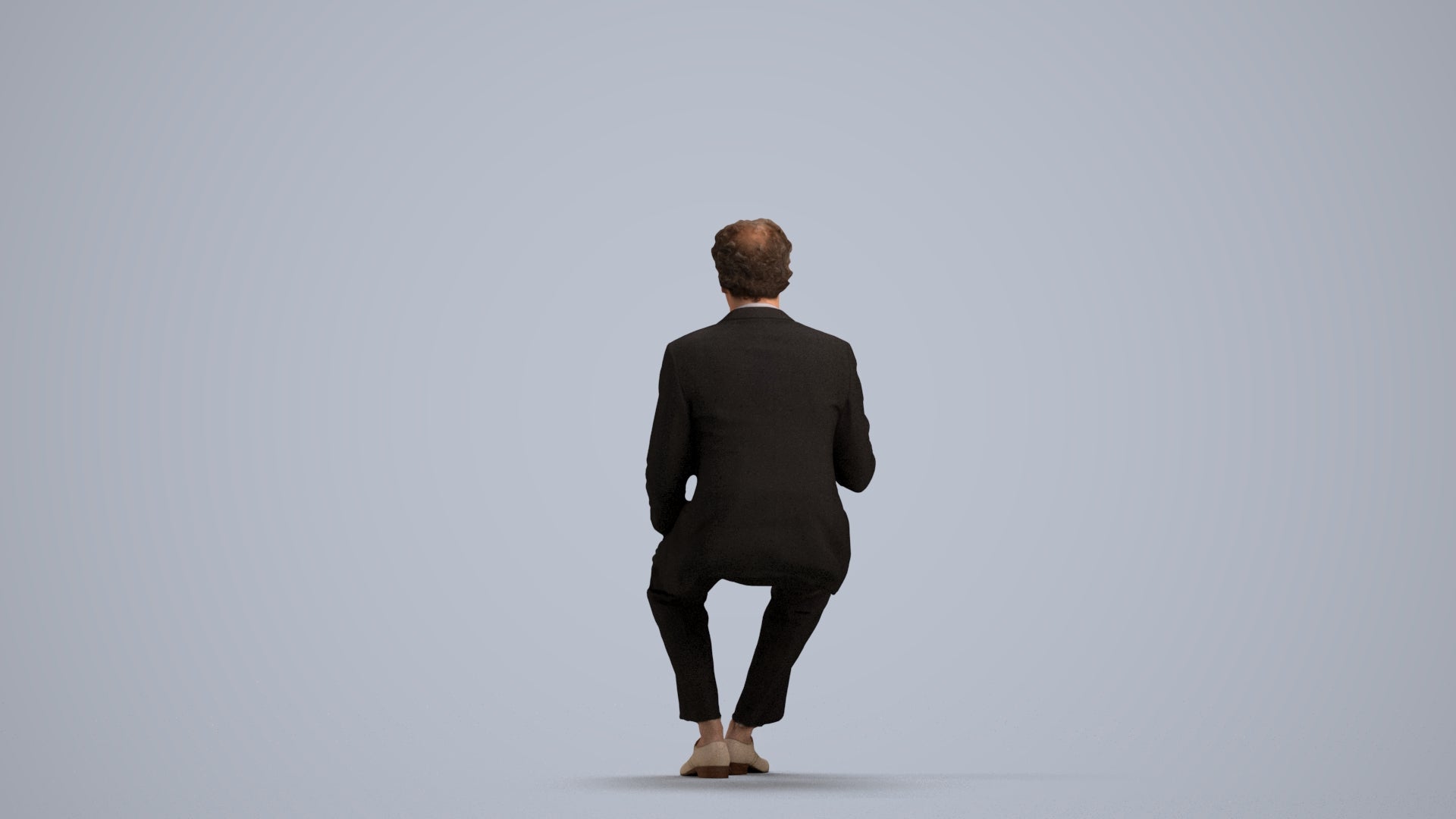 3D human model man business, photogrammetry scanned person for archviz, front view render