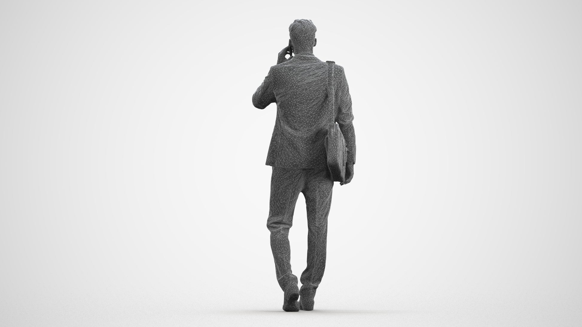 3D scanned man business, photorealistic archviz people for Enscape and SketchUp, wireframe front view