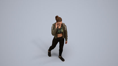 realistic 3D human woman sport, archviz people FBX OBJ for Blender, back view render