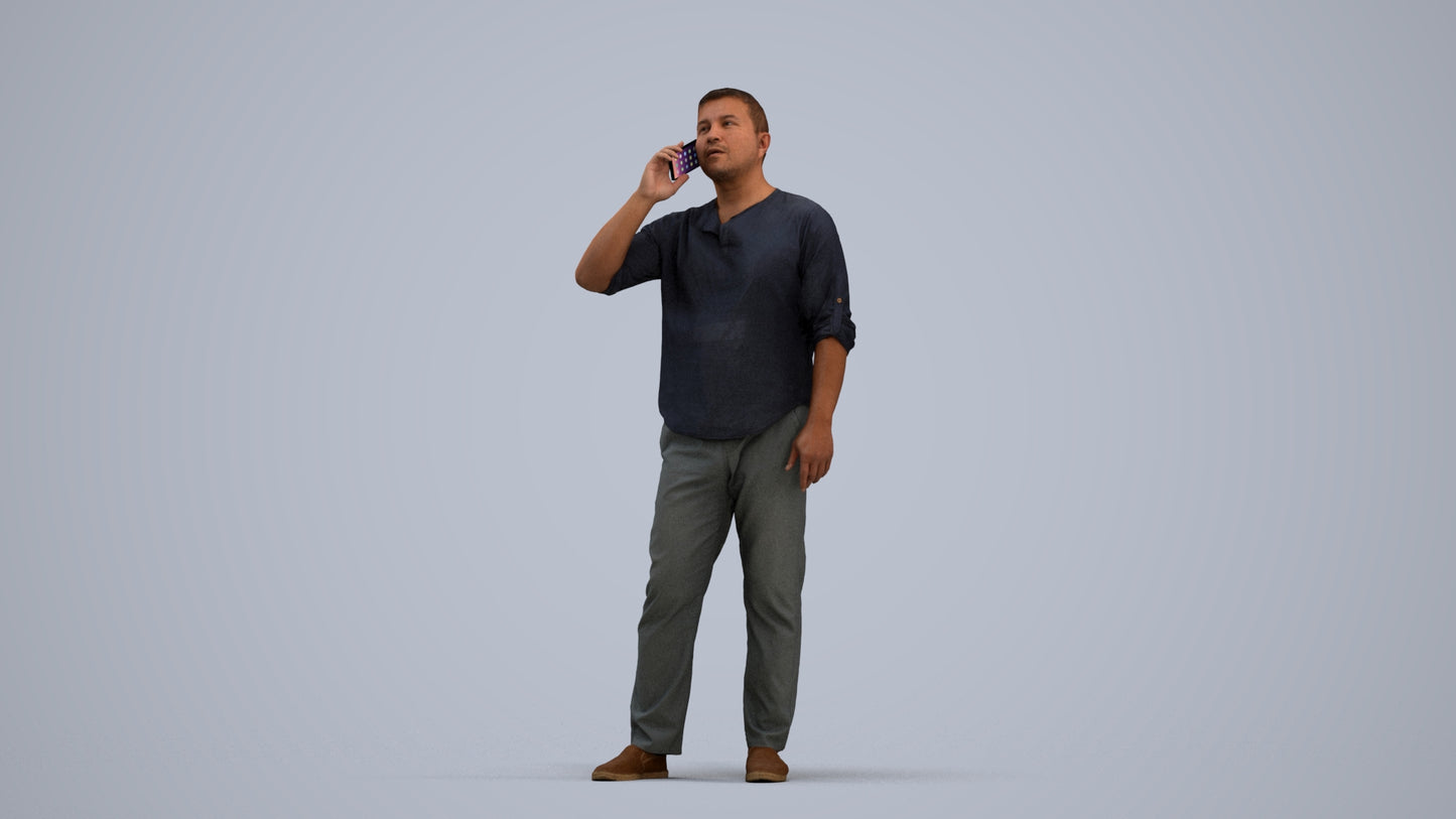 scanned 3D man casual standing, photogrammetry people for Enscape and V-Ray, standing pose render