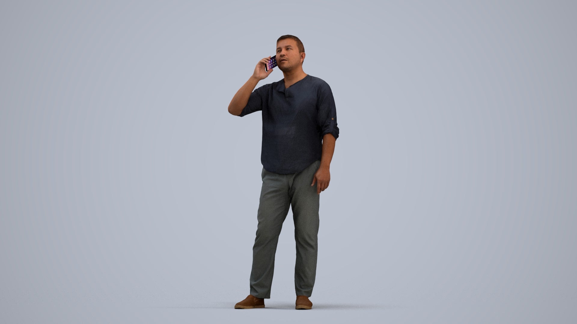 scanned 3D man casual standing, photogrammetry people for Enscape and V-Ray, standing pose render