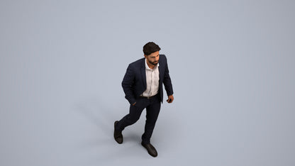 realistic 3D man business, scanned archviz people for Blender and 3ds Max, back view render
