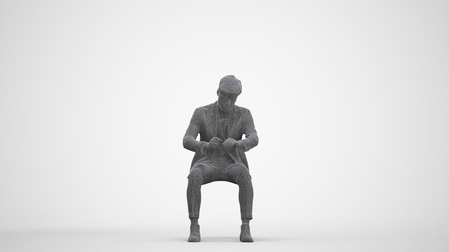 scanned 3D man business, photogrammetry people for Enscape and V-Ray, three-quarter front view render