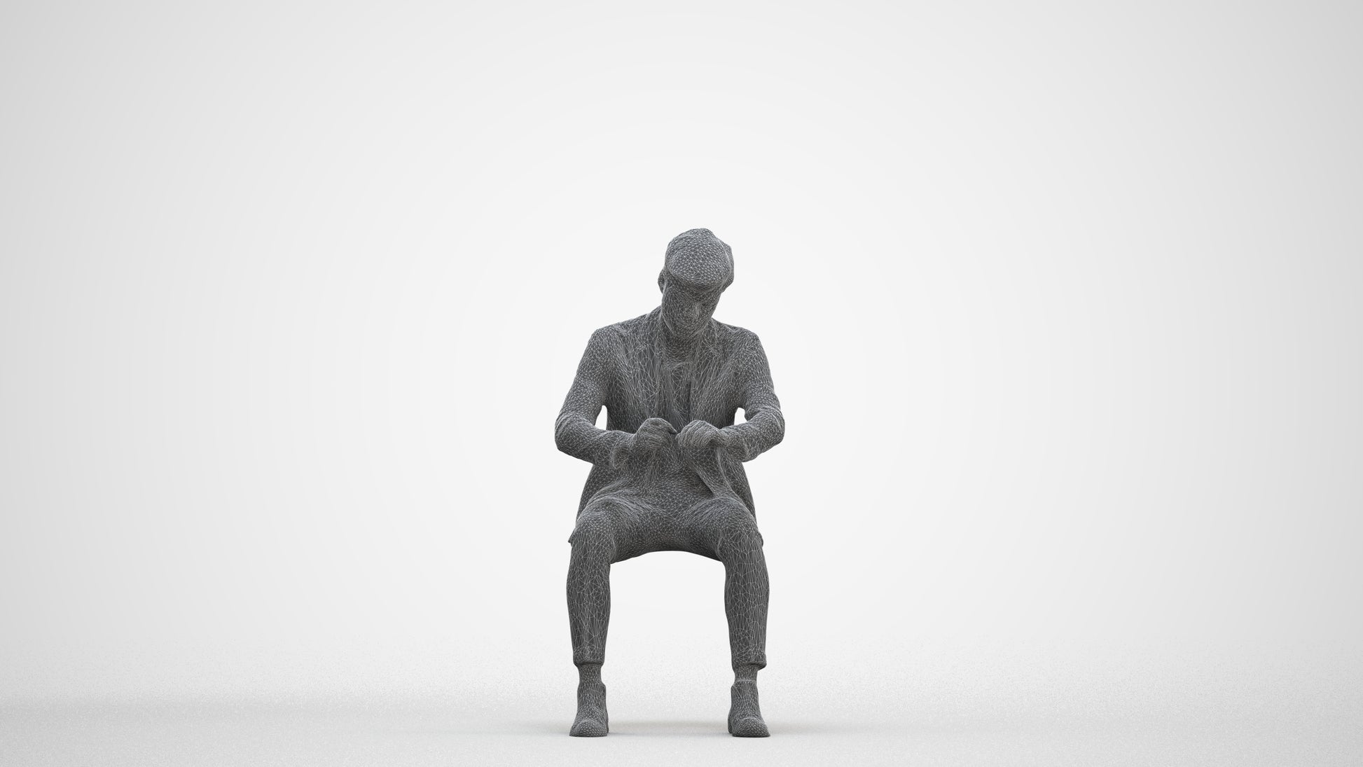 scanned 3D man business, photogrammetry people for Enscape and V-Ray, three-quarter front view render