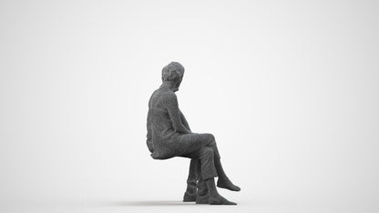 3D people model senior woman casual couple, scanned human for 3ds Max rendering, wireframe side view