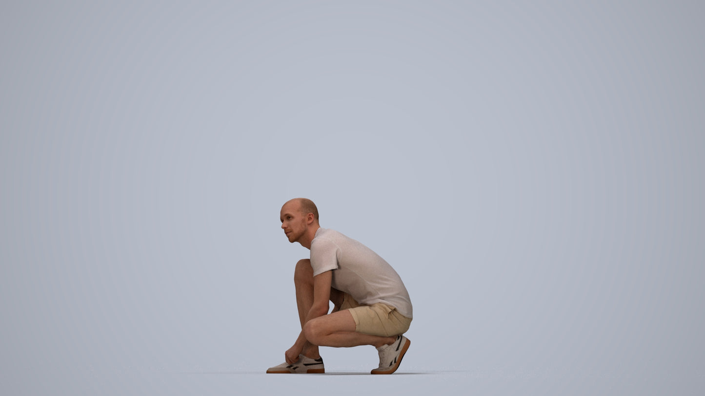 scanned 3D man casual standing, photogrammetry people for Enscape and V-Ray, top-down view render