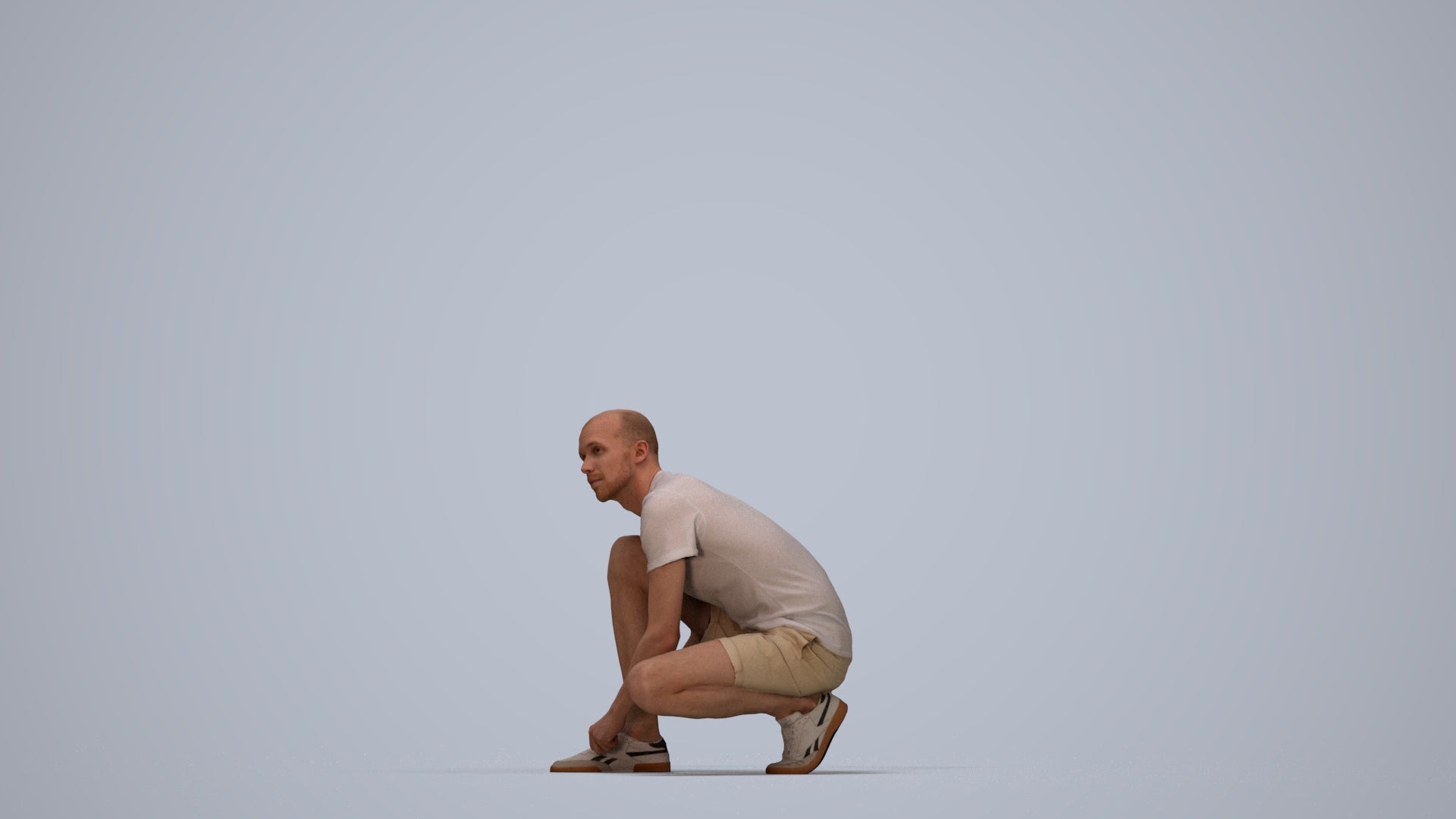 scanned 3D man casual standing, photogrammetry people for Enscape and V-Ray, top-down view render