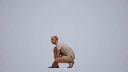 scanned 3D man casual standing, photogrammetry people for Enscape and V-Ray, top-down view render