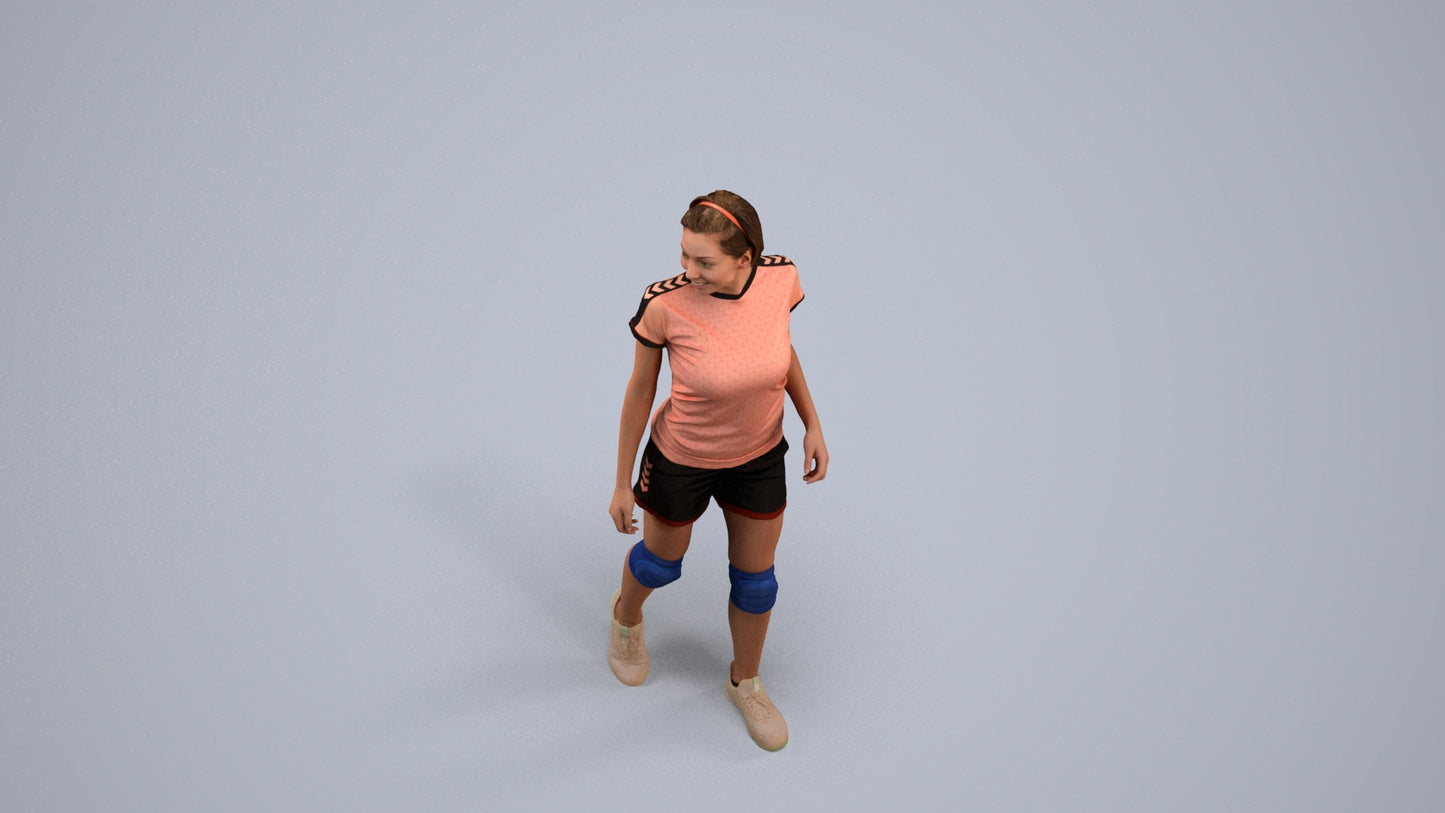 3D people model woman sport, scanned human for 3ds Max rendering, back view render