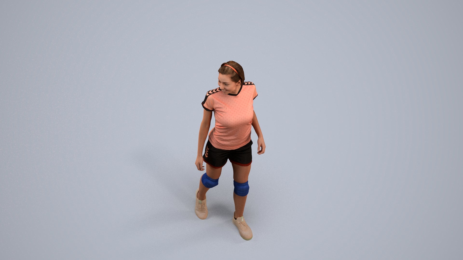 3D people model woman sport, scanned human for 3ds Max rendering, back view render