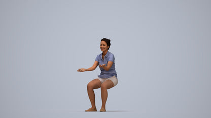 realistic 3D people woman casual sitting, render-ready for V-Ray and Corona, FBX OBJ, top-down view render