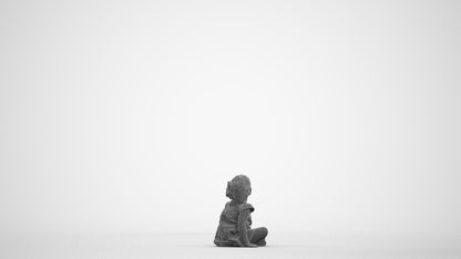 3D human model girl casual kids, photogrammetry scanned person for archviz, wireframe front view