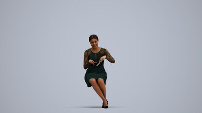 scanned 3D woman casual sitting, photogrammetry people for Enscape and V-Ray, standing pose render