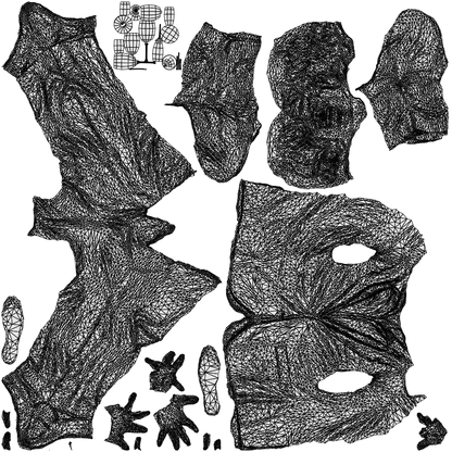 3D people model man business, scanned human for 3ds Max rendering, wireframe top-down view