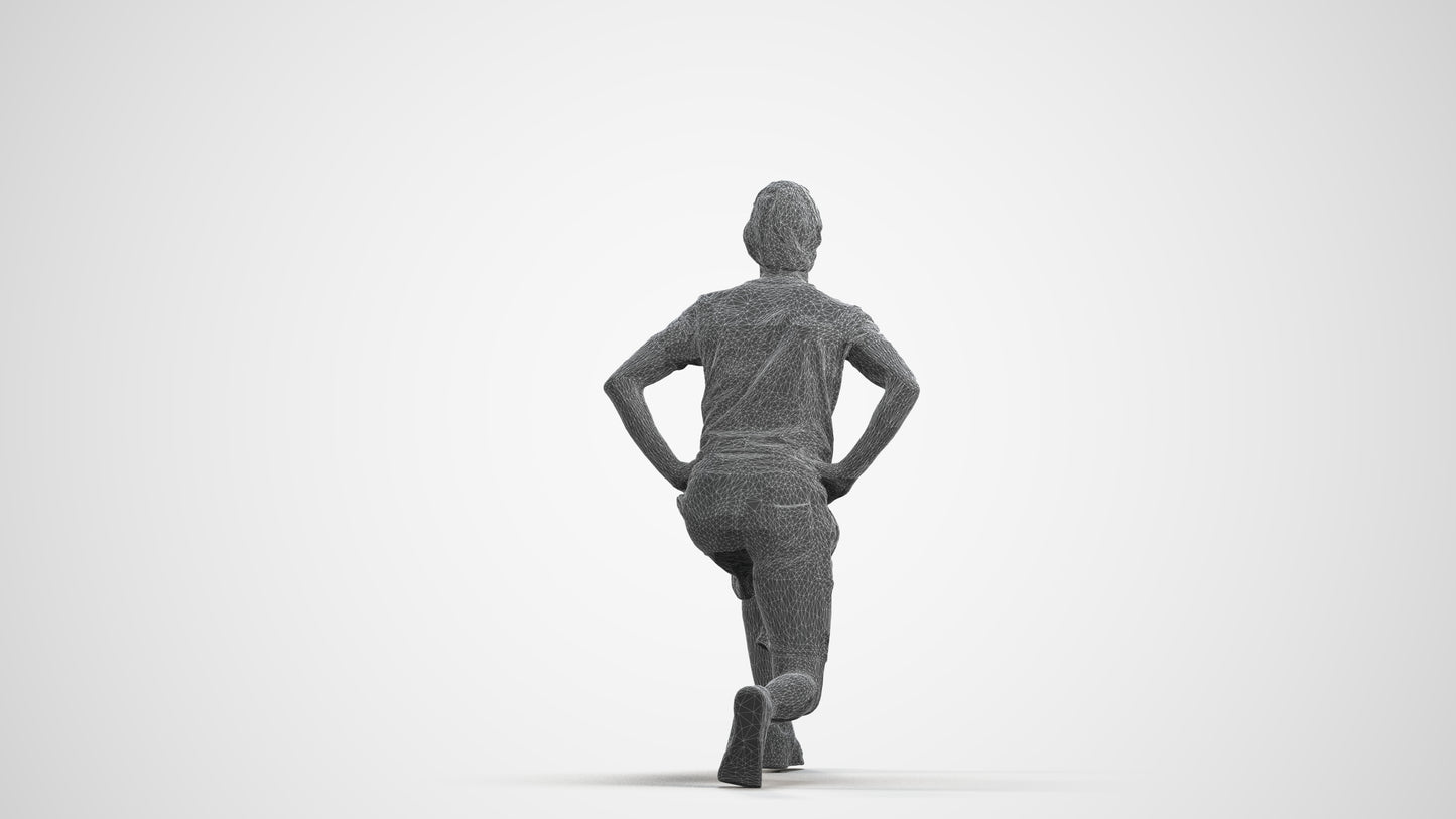 3D people model man sport, scanned human for 3ds Max rendering, wireframe front view