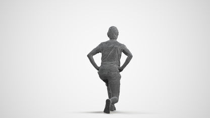 3D people model man sport, scanned human for 3ds Max rendering, wireframe front view