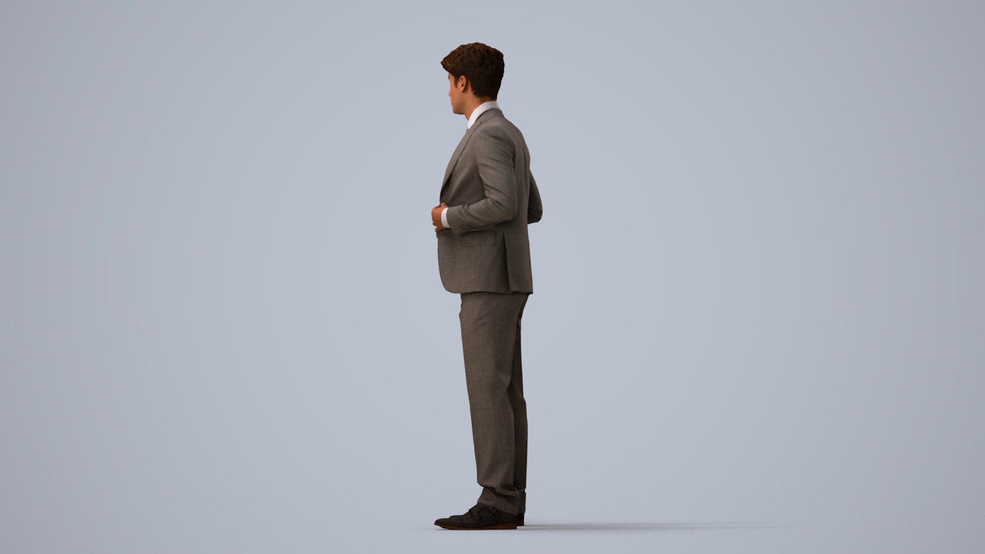 realistic 3D people man business, render-ready for V-Ray and Corona, FBX OBJ, three-quarter view render