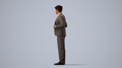 realistic 3D people man business, render-ready for V-Ray and Corona, FBX OBJ, three-quarter view render