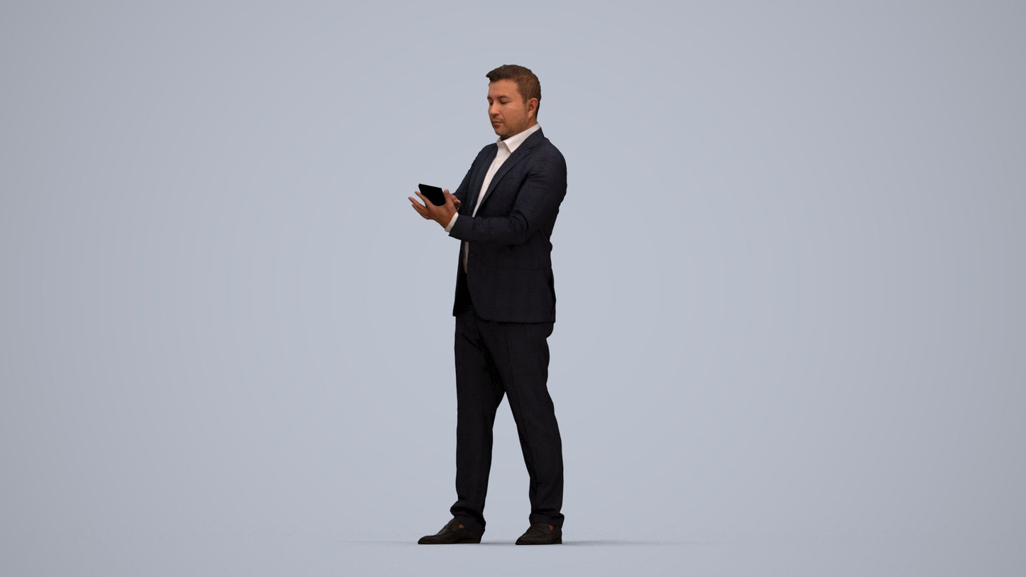 3D scanned man business, photorealistic archviz people for Enscape and SketchUp, top-down view render