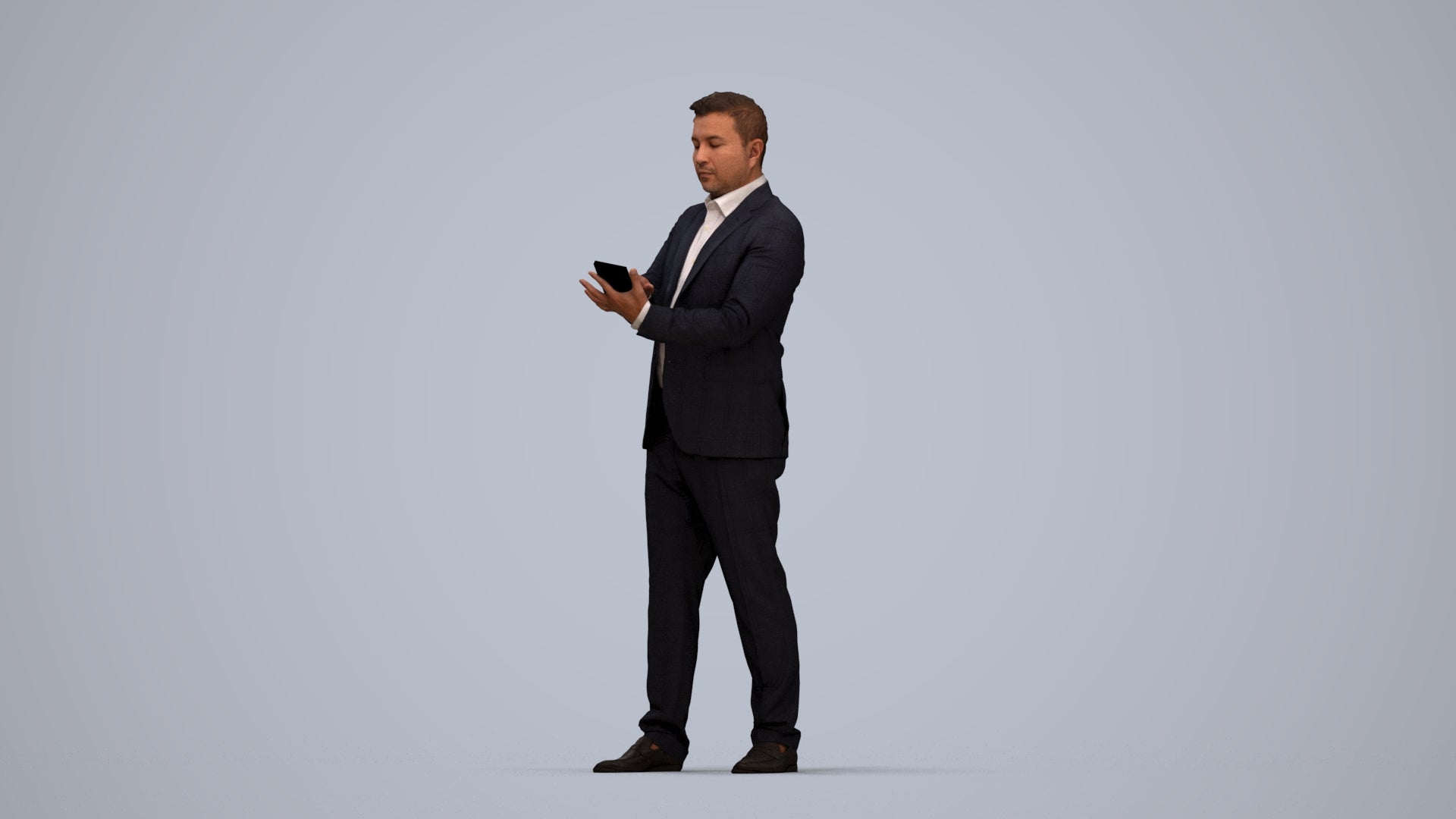3D scanned man business, photorealistic archviz people for Enscape and SketchUp, top-down view render