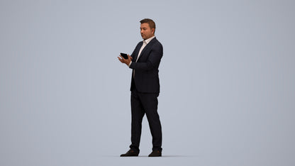 3D scanned man business, photorealistic archviz people for Enscape and SketchUp, top-down view render