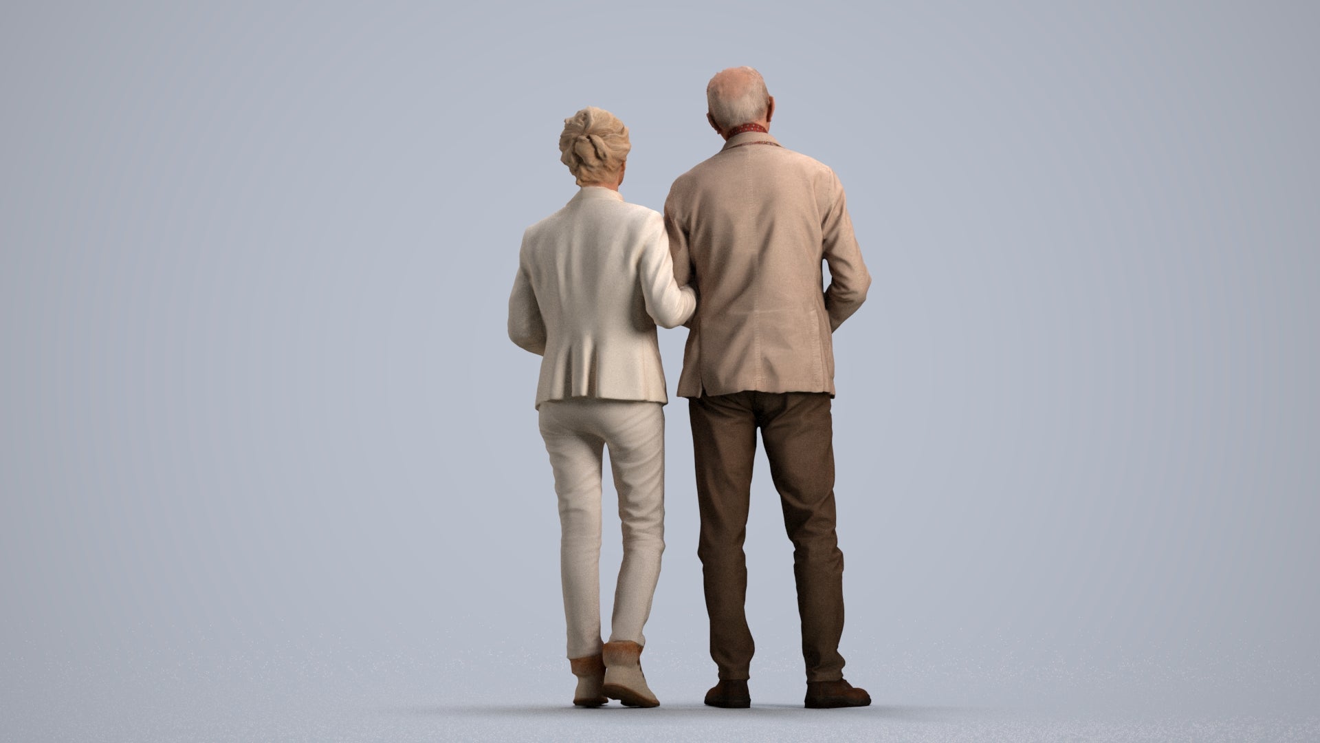 3D people model senior woman business couple, scanned human for 3ds Max rendering, front view render