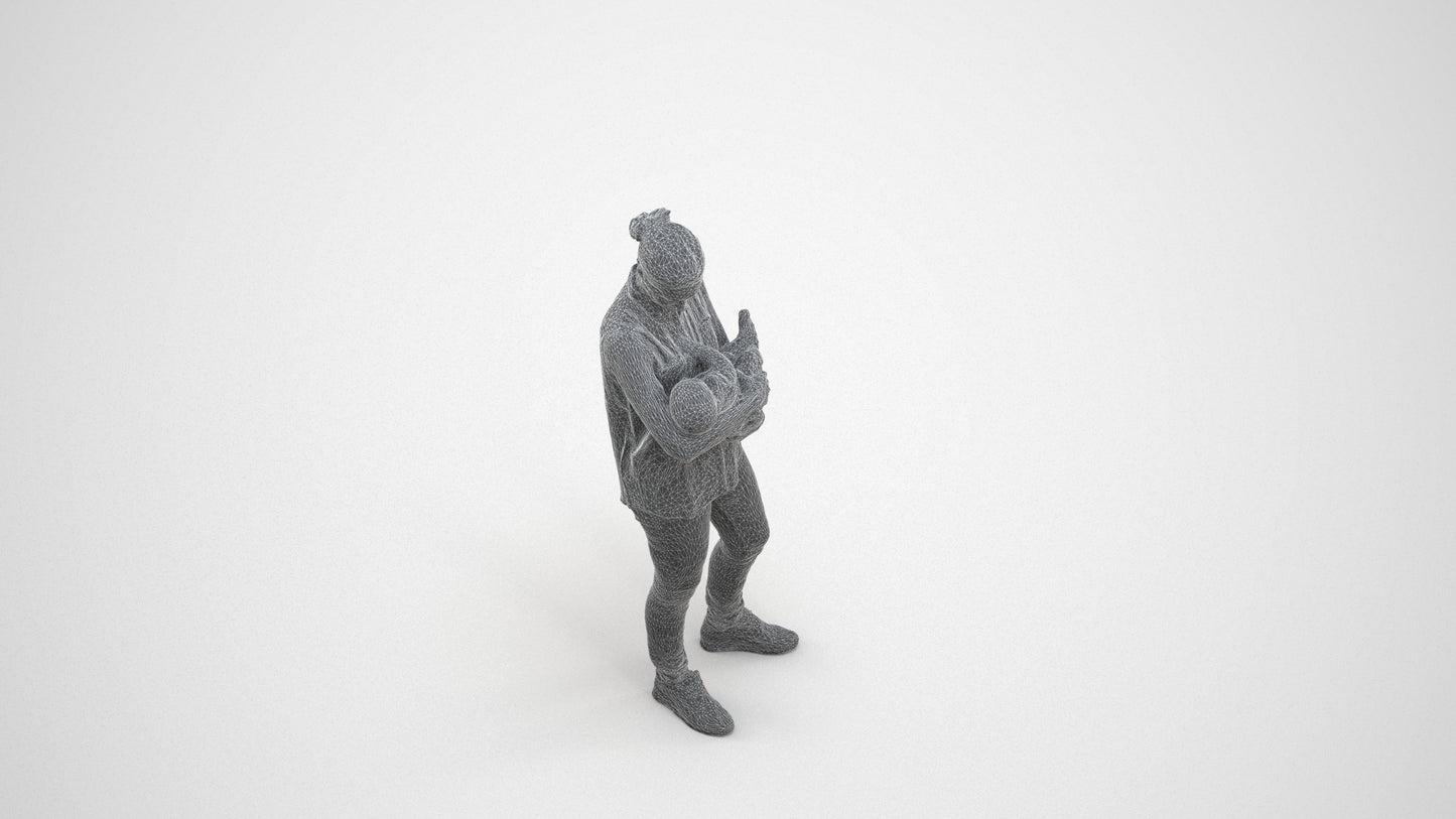 realistic 3D girl casual kids, scanned archviz people for Blender and 3ds Max, wireframe three-quarter view