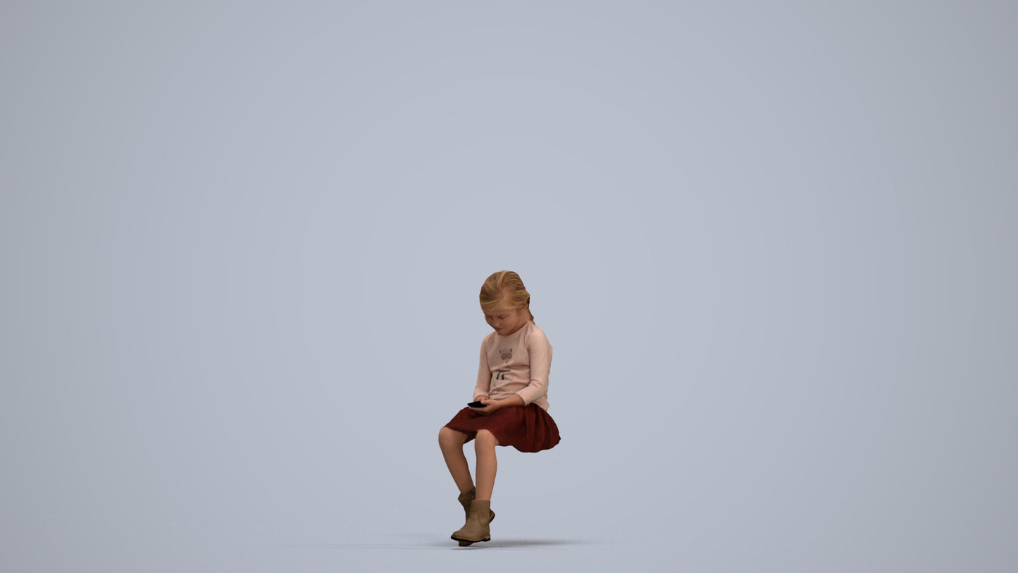 realistic 3D people girl casual kids, render-ready for V-Ray and Corona, FBX OBJ, standing pose render