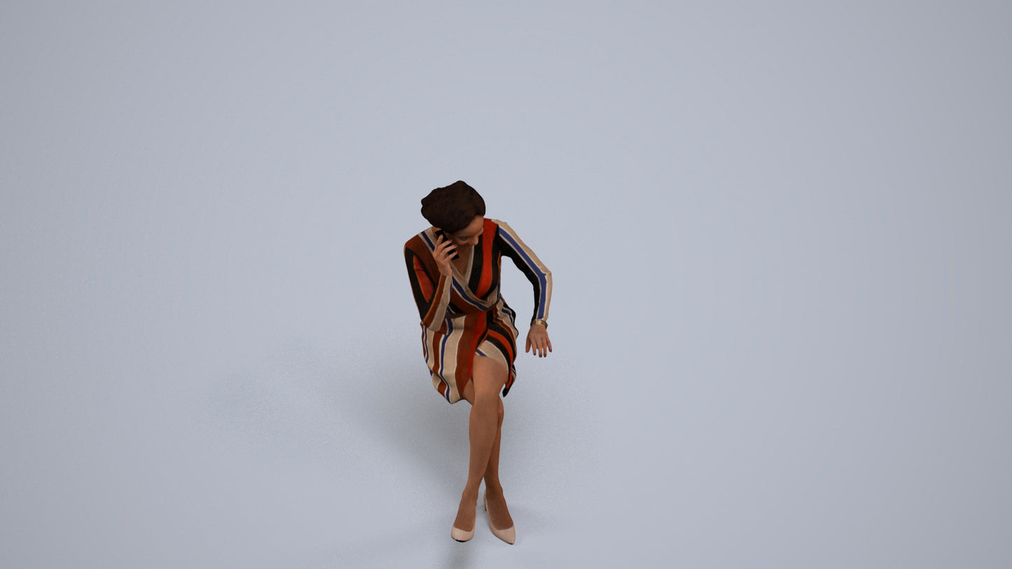 photogrammetry 3D woman casual business, realistic human model archviz FBX, back view render