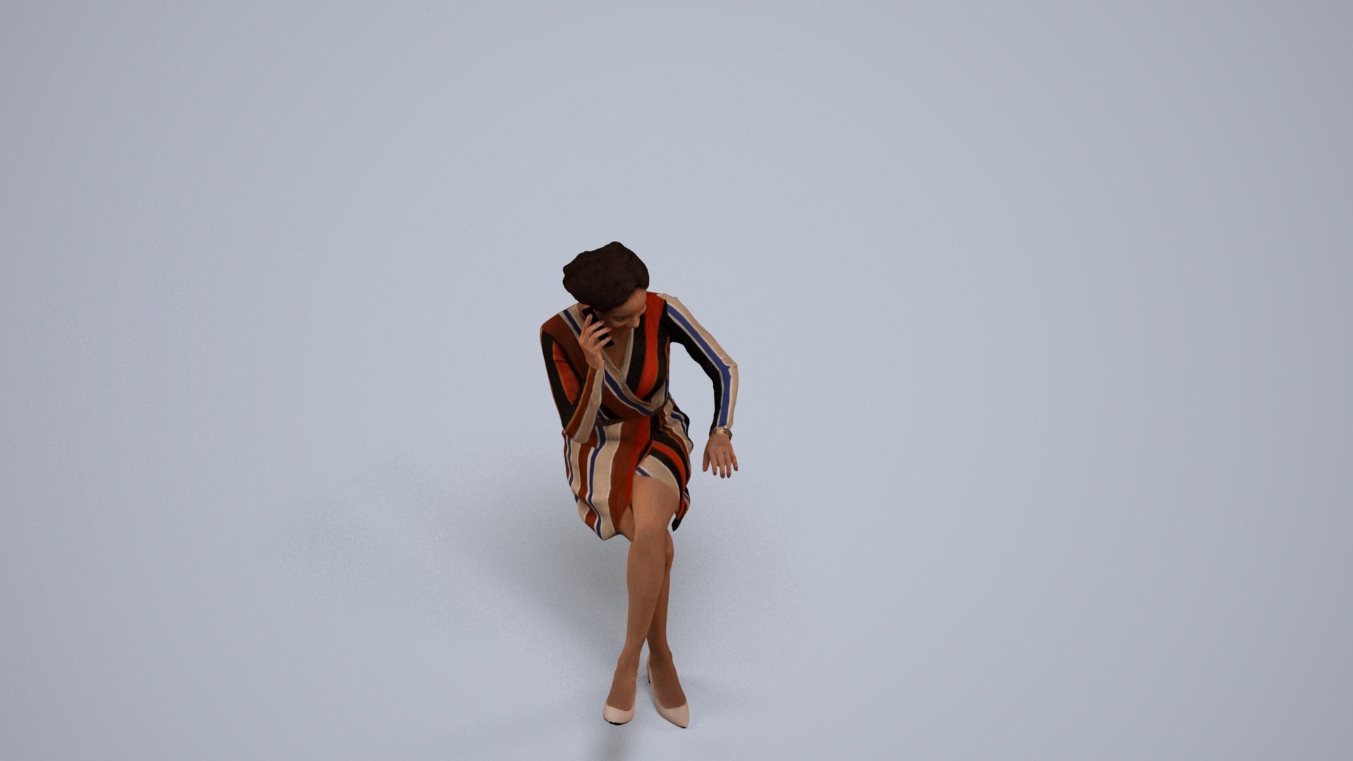 photogrammetry 3D woman casual business, realistic human model archviz FBX, back view render